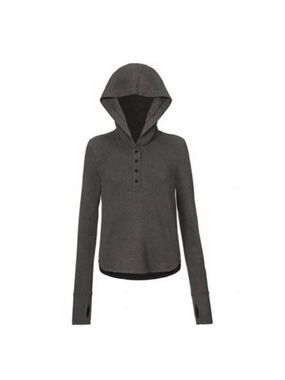 CAbi Charcoal Hooded Henley Pullover #4638 - Size Small - EUC